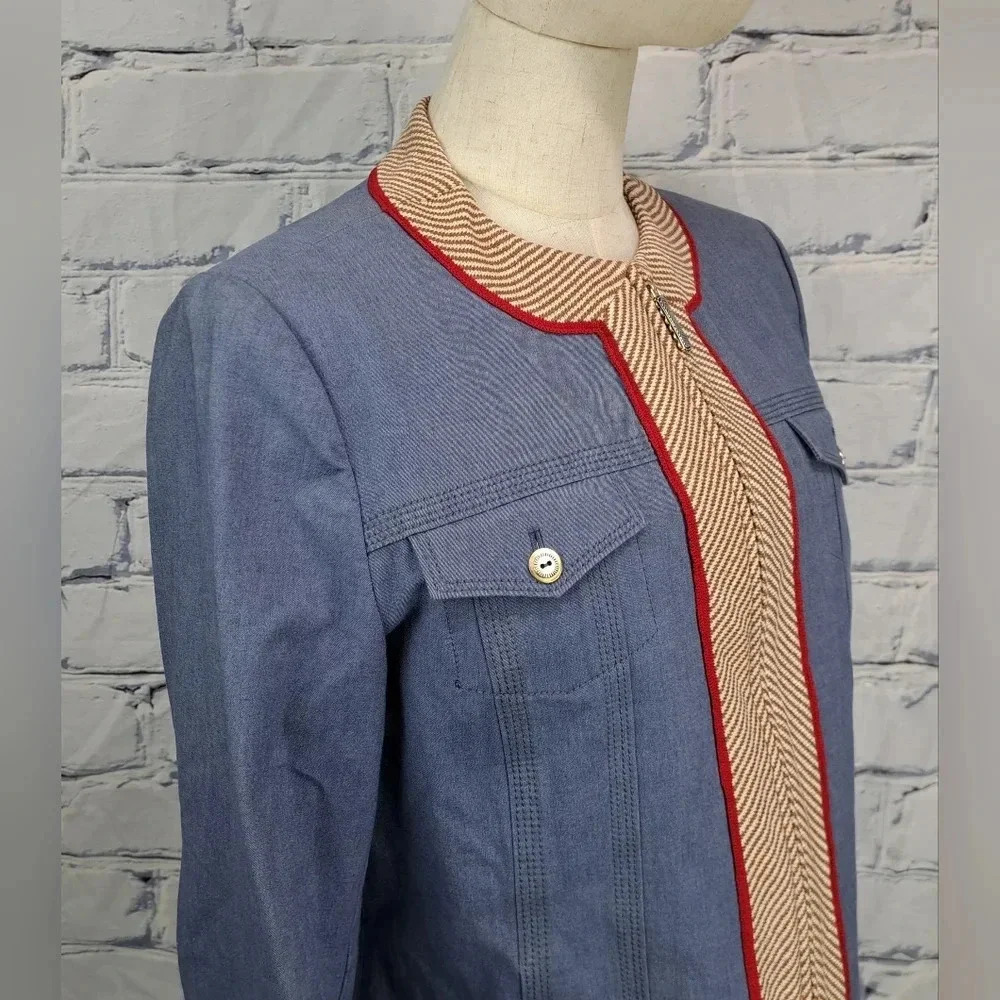 St John Sport Women's Full Zip Denim Jacket Stretch Multicolor Size Medium - Picture 13 of 16